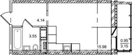Планировка — ID Kudrovo II, Студия, 24 м²