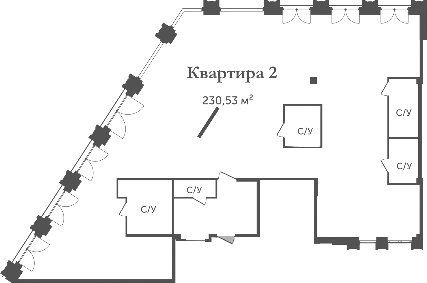 Планировка — Аструм, 1-комн., 231 м²