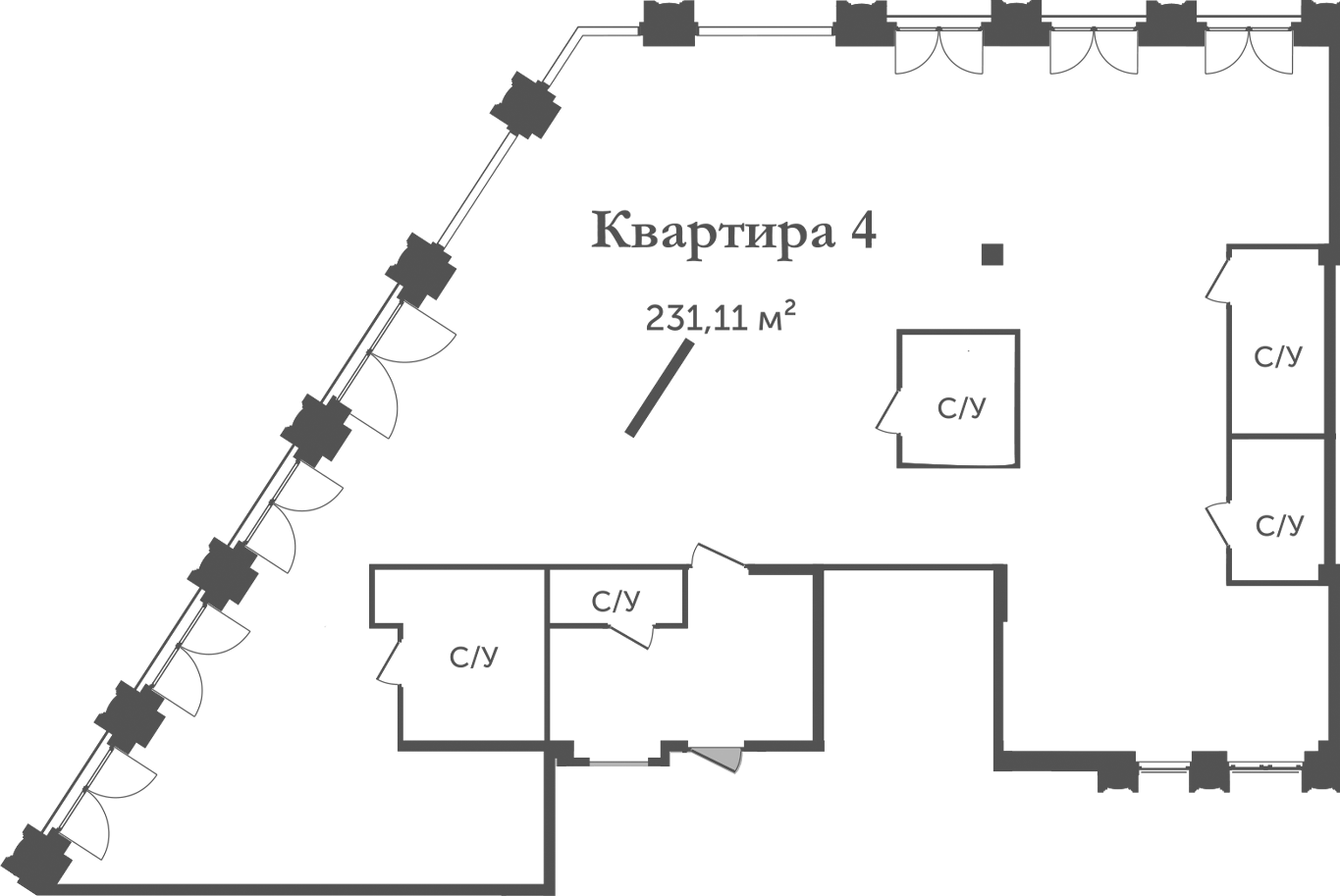 Планировка — Аструм, 1-комн., 231 м²