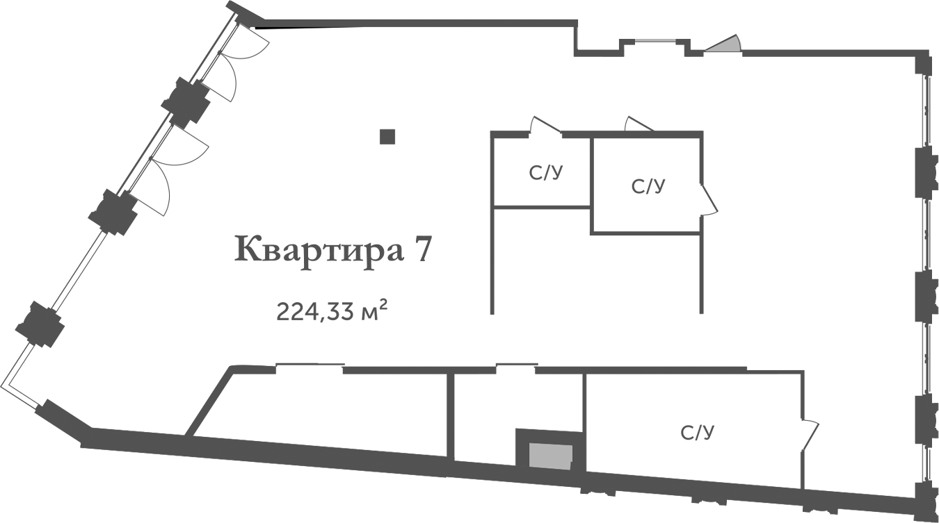 Планировка — Аструм, 1-комн., 224 м²