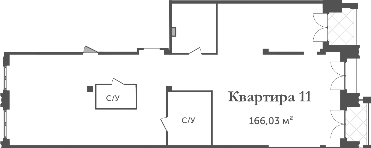 Планировка — Аструм, 1-комн., 166 м²