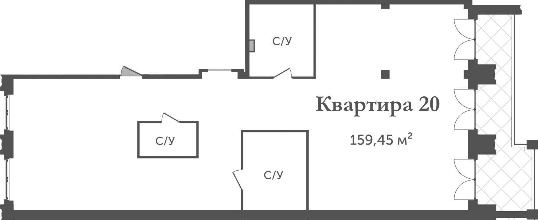 Планировка — Аструм, 1-комн., 159 м²