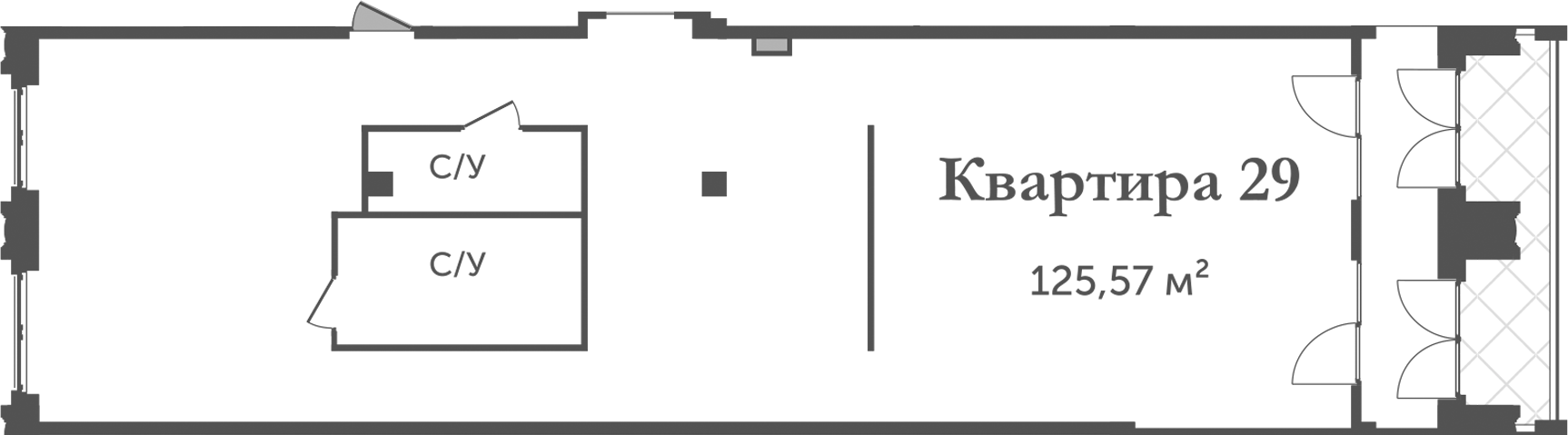 Планировка — Аструм, 1-комн., 126 м²