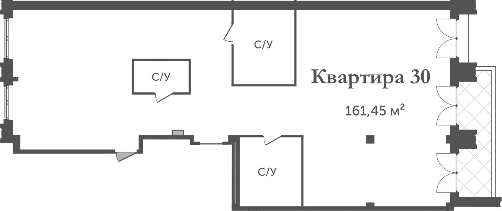 Планировка — Аструм, 1-комн., 161 м²