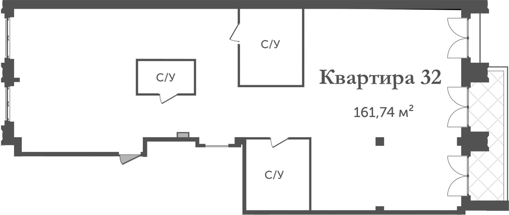 Планировка — Аструм, 1-комн., 162 м²
