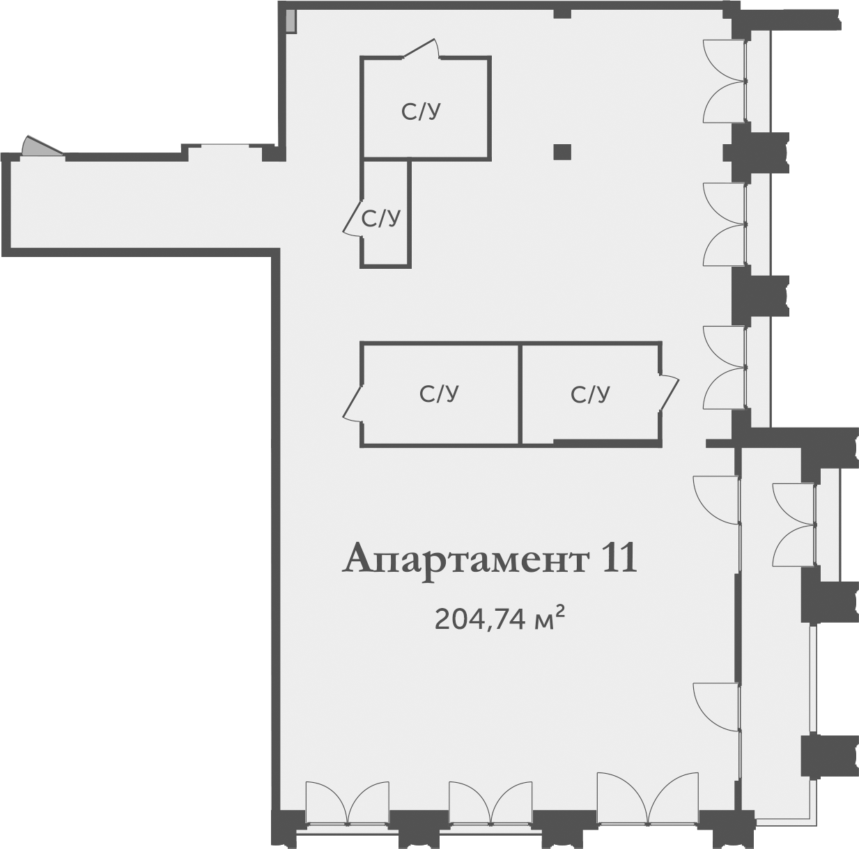 Планировка — Аструм, 1-комн., 205 м²