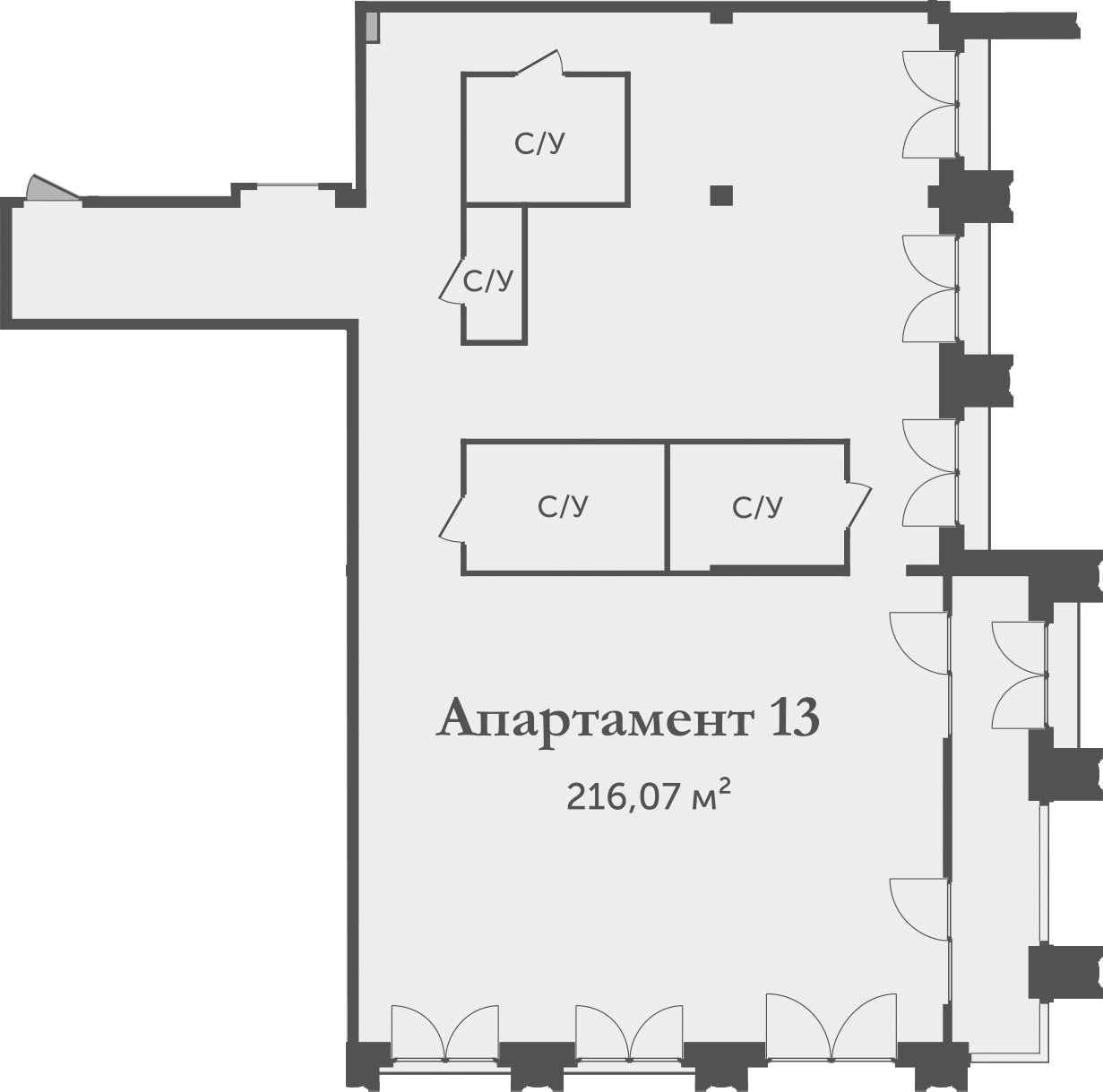 Планировка — Аструм, 1-комн., 216 м²