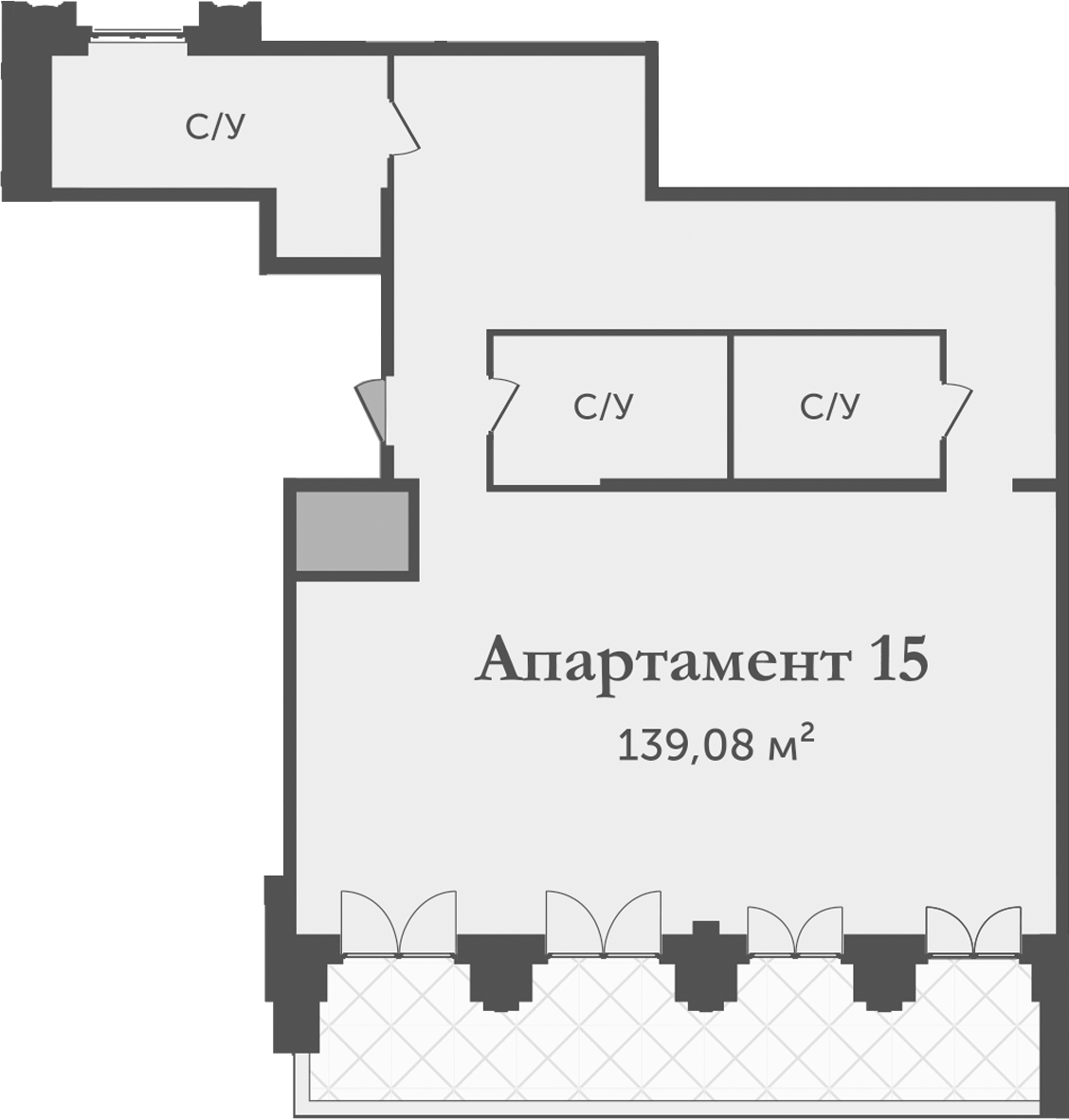 Планировка — Аструм, 1-комн., 139 м²