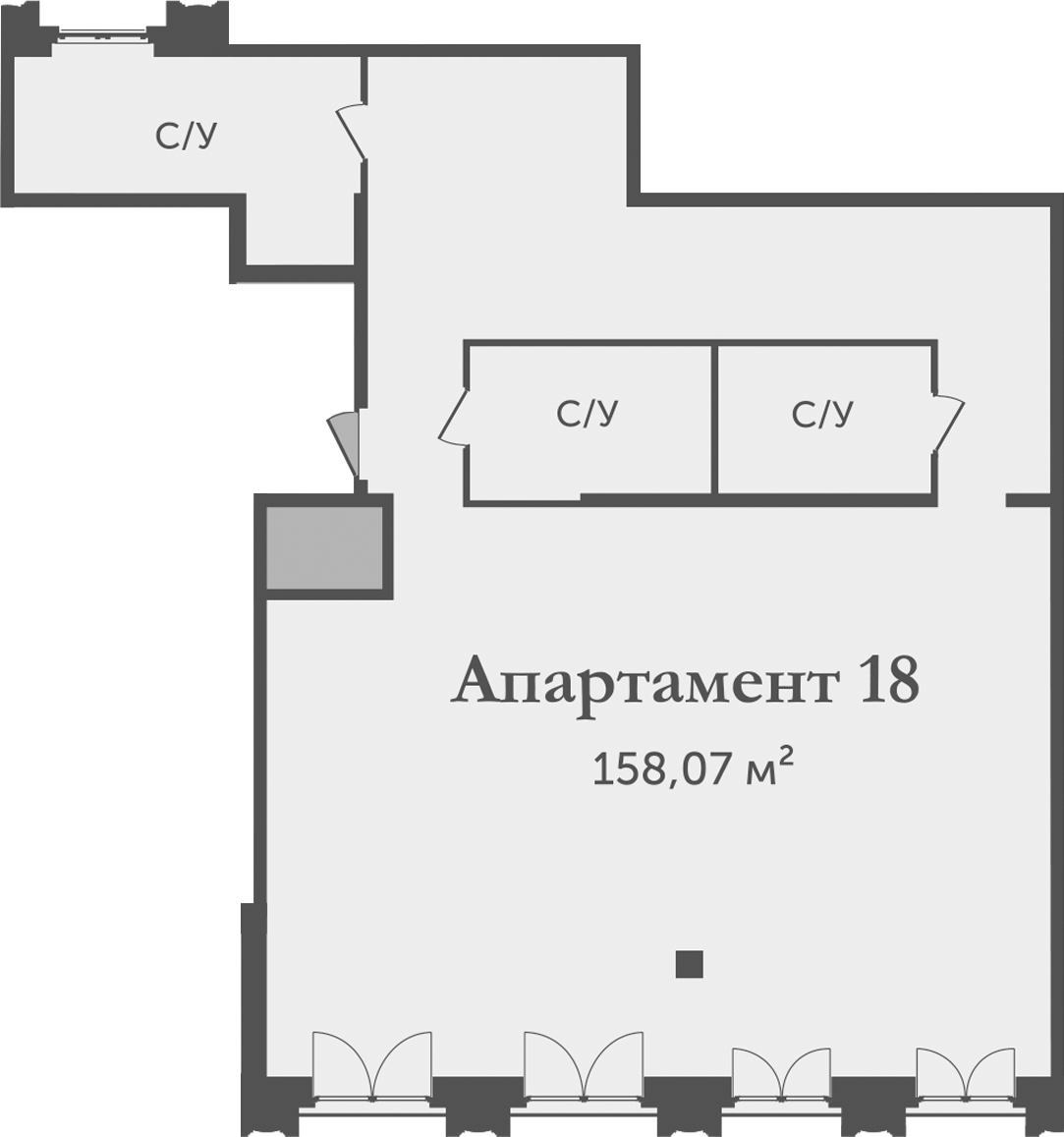 Планировка — Аструм, 1-комн., 158 м²