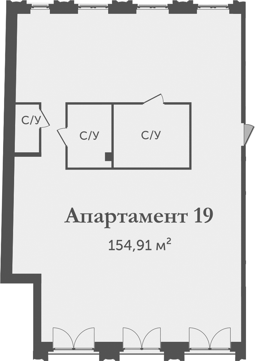 Планировка — Аструм, 1-комн., 155 м²