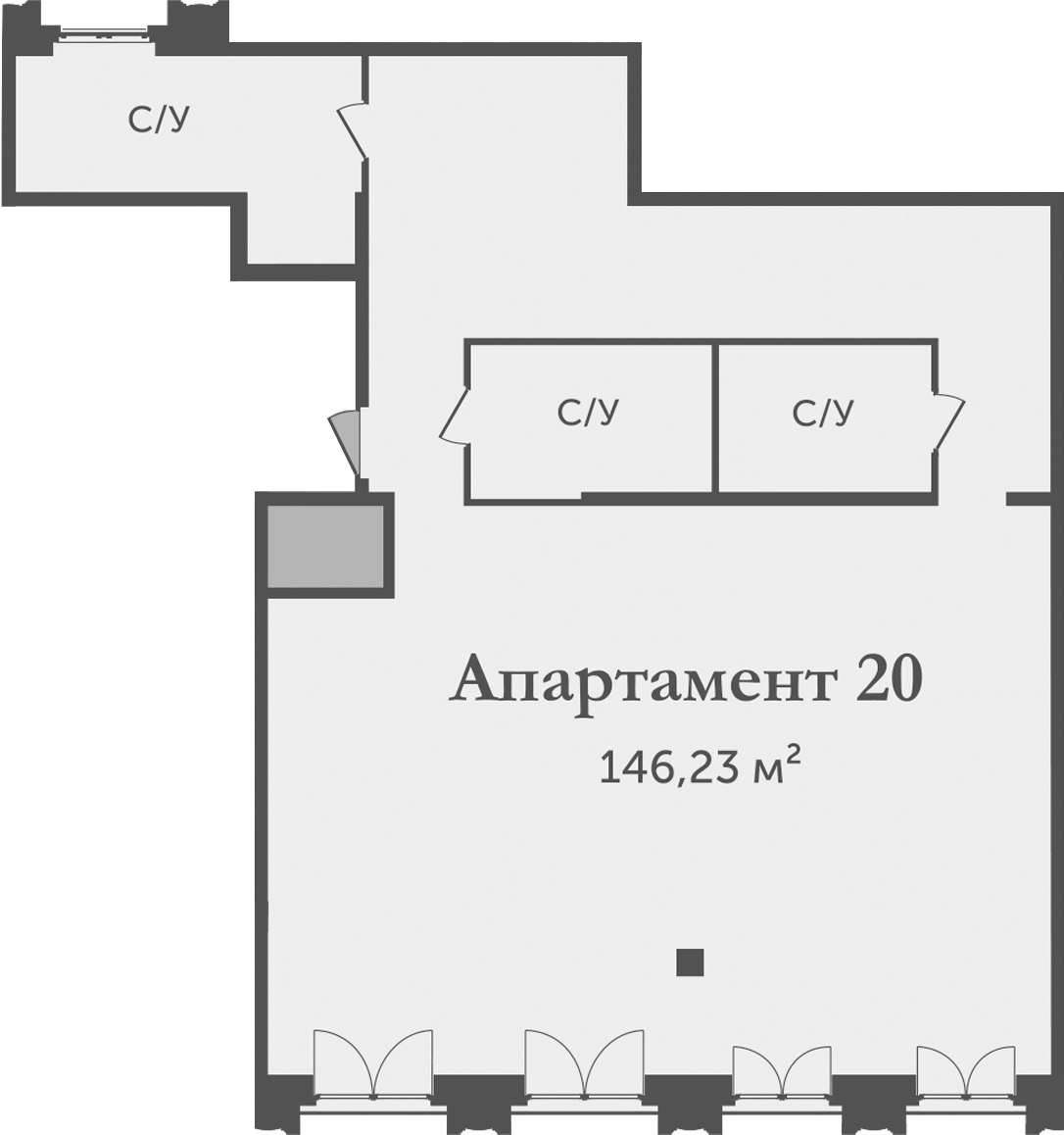 Планировка — Аструм, 1-комн., 146 м²