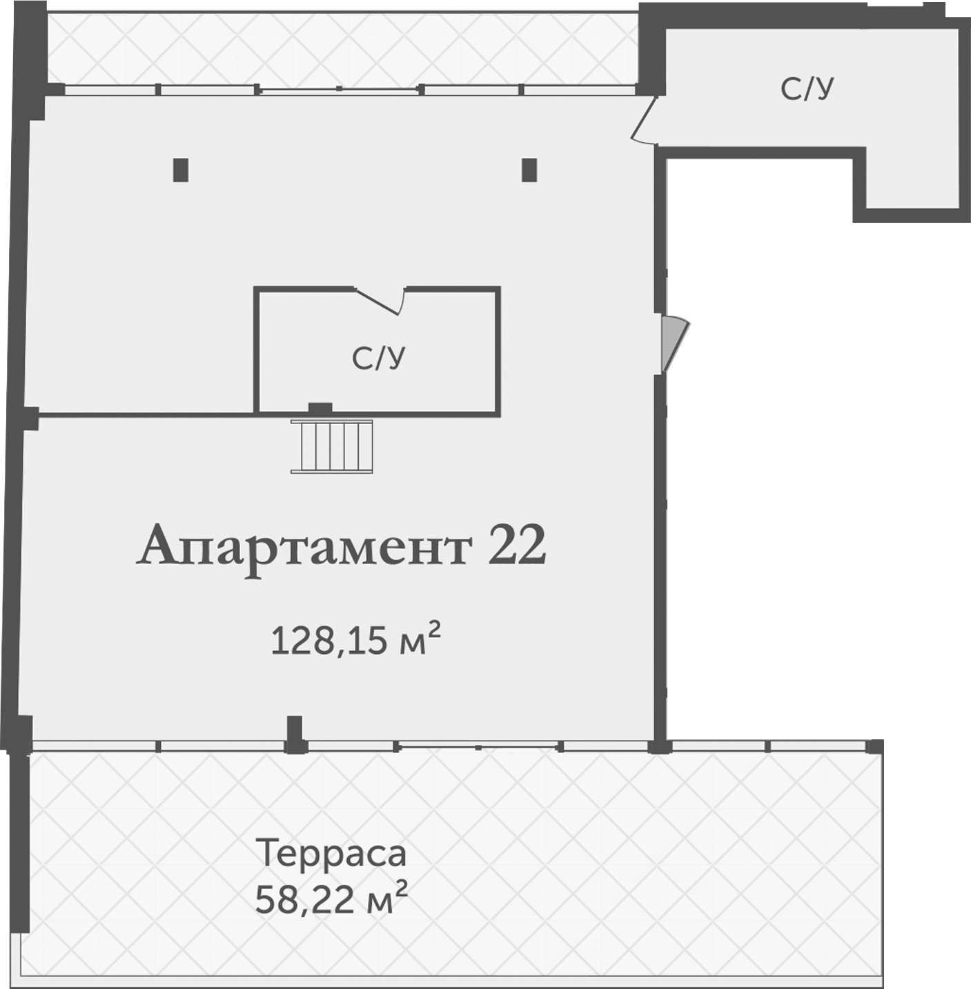 Планировка — Аструм, 1-комн., 128 м²