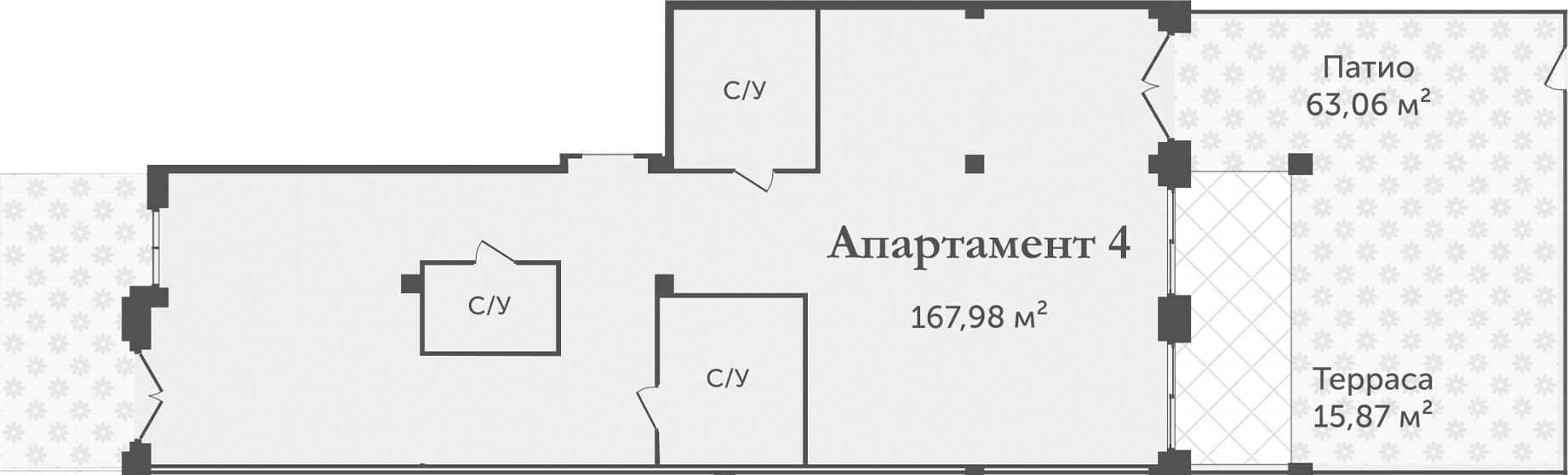Планировка — Аструм, 1-комн., 168 м²