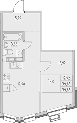 Планировка — Новый Город, 1-комн., 40 м²