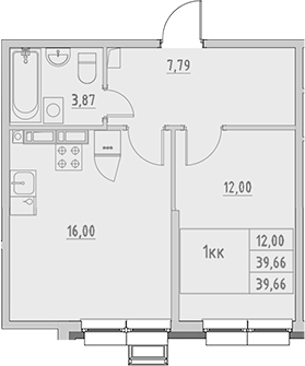 Планировка — Новый Город, 1-комн., 40 м²