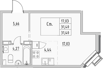 Планировка — Новый Город, Студия, 31 м²