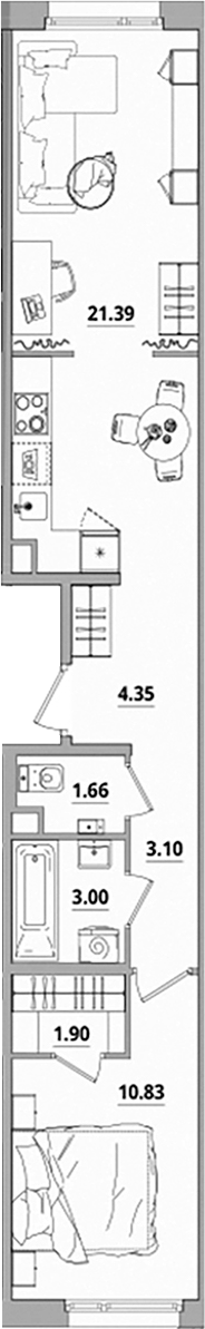 Планировка — Тишин, 2-комн., 46 м²
