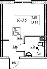 Планировка — Зум на Неве, Студия, 23 м²