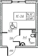 Планировка — Зум на Неве, Студия, 22 м²