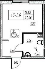 Планировка — Зум на Неве, Студия, 21 м²