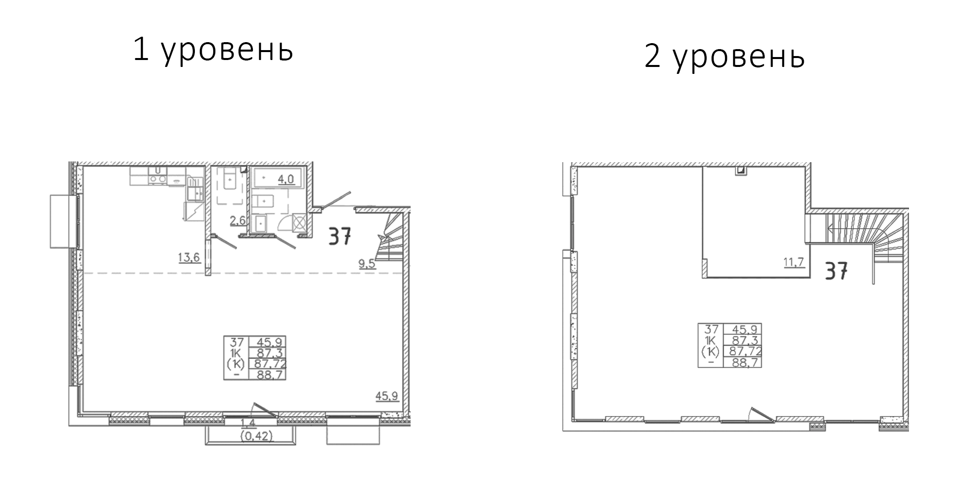 Планировка — Лисино, 1-комн., 76 м²