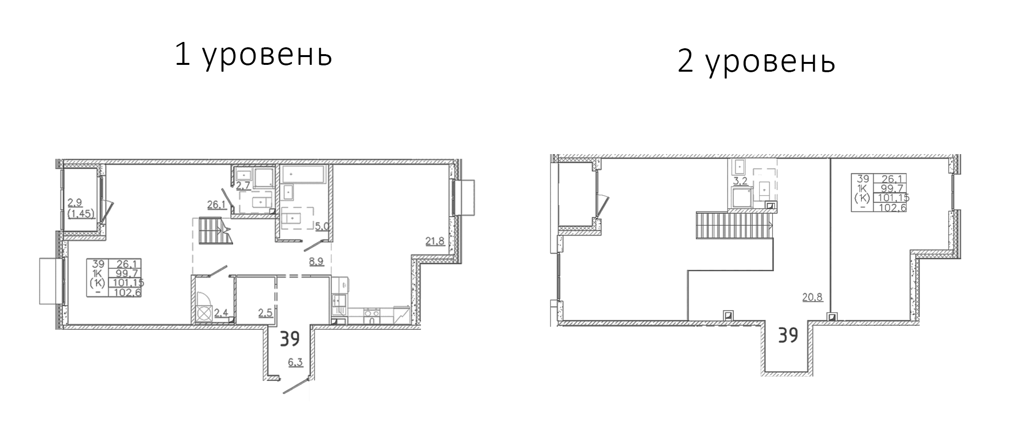 Планировка — Лисино, 1-комн., 79 м²