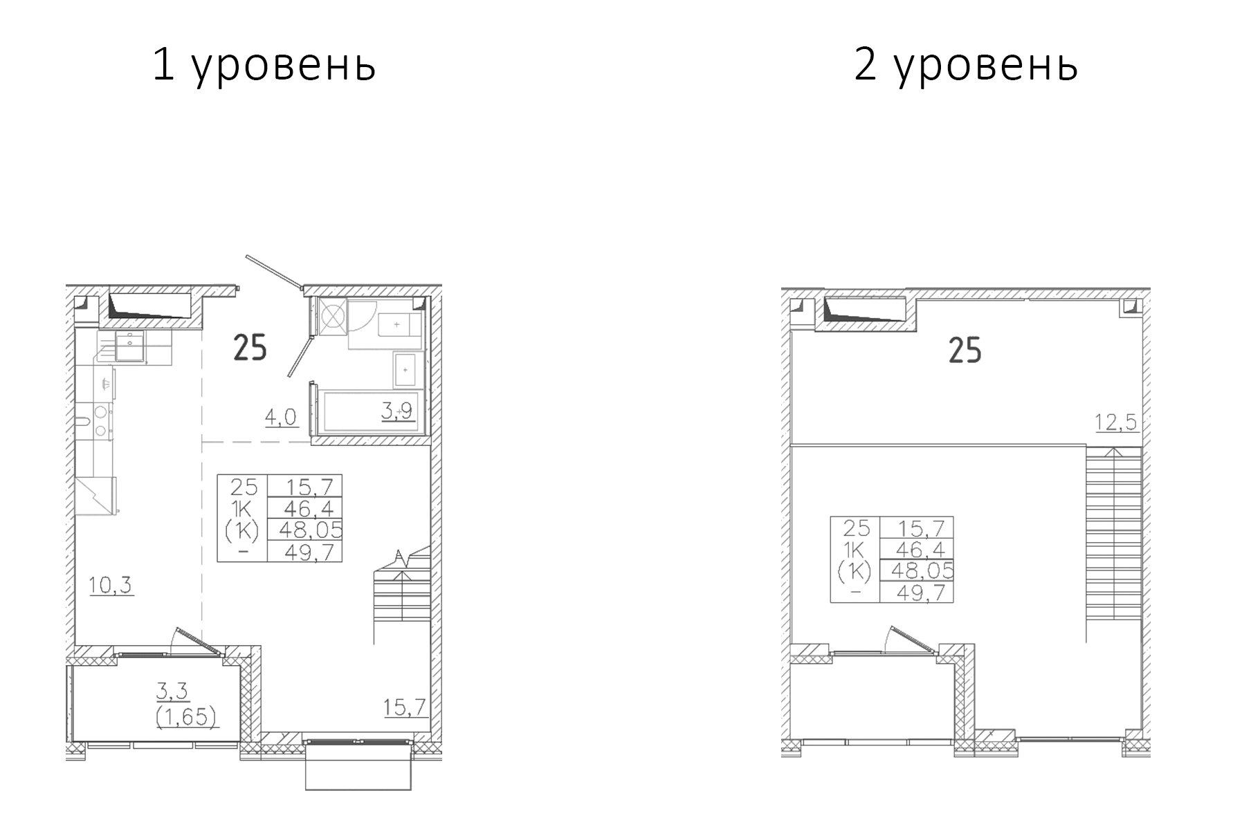Планировка — Лисино, 1-комн., 34 м²