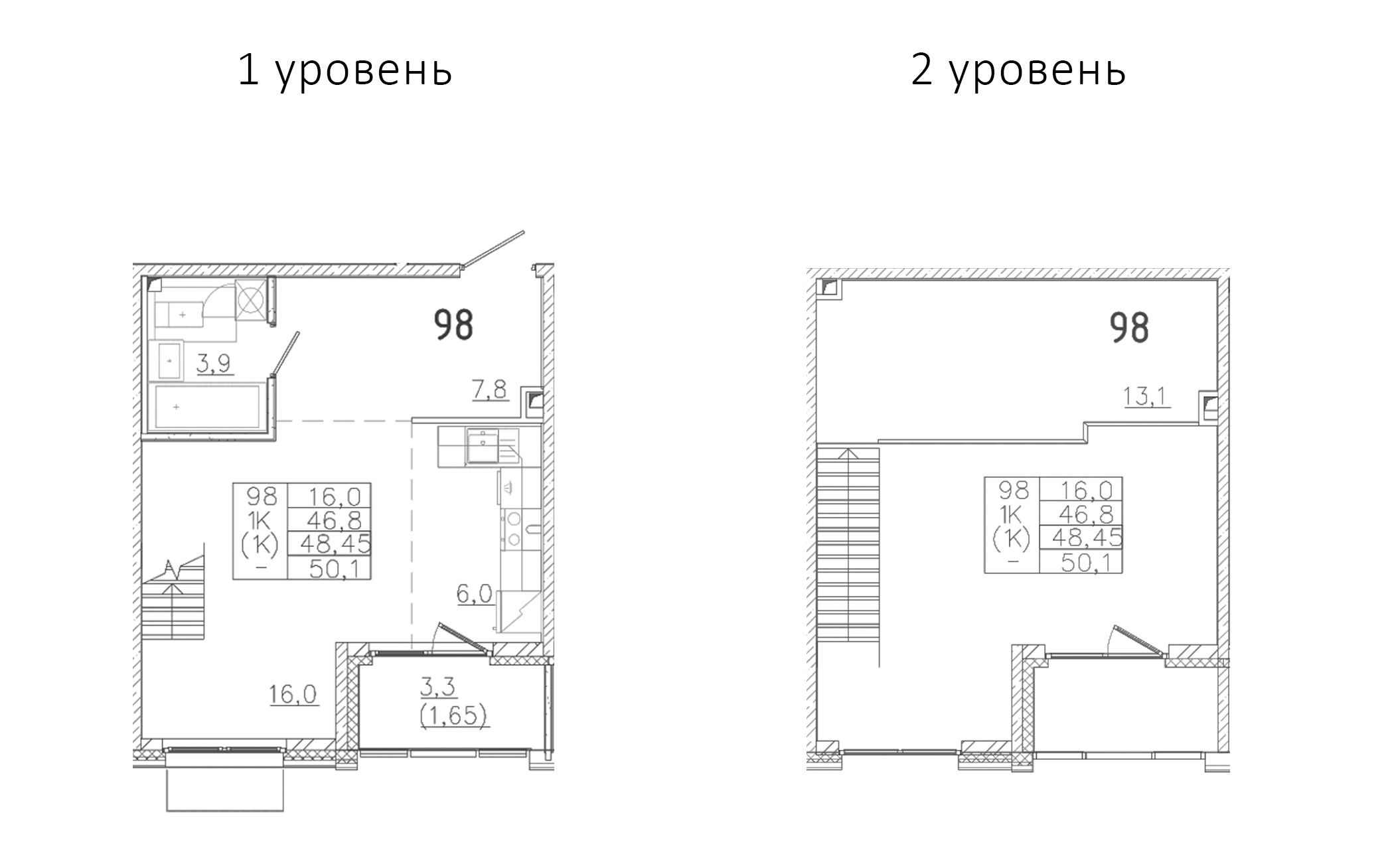 Планировка — Лисино, 1-комн., 34 м²