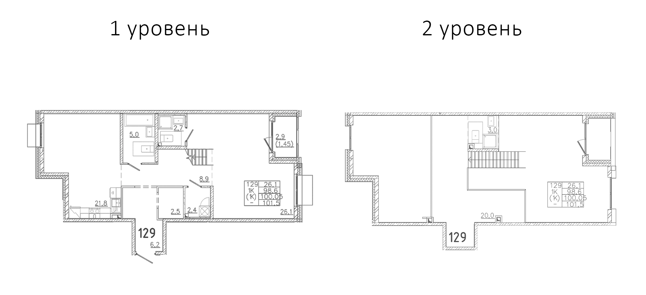 Планировка — Лисино, 1-комн., 79 м²
