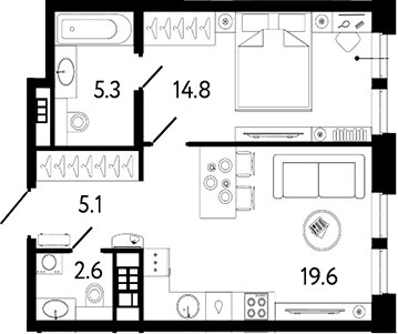 Планировка — Коллекционер, 2-комн., 47 м²