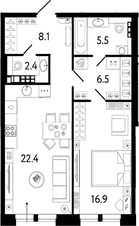 Планировка — Коллекционер, 2-комн., 62 м²