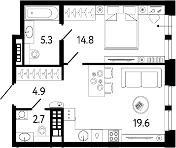 Планировка — Коллекционер, 2-комн., 47 м²
