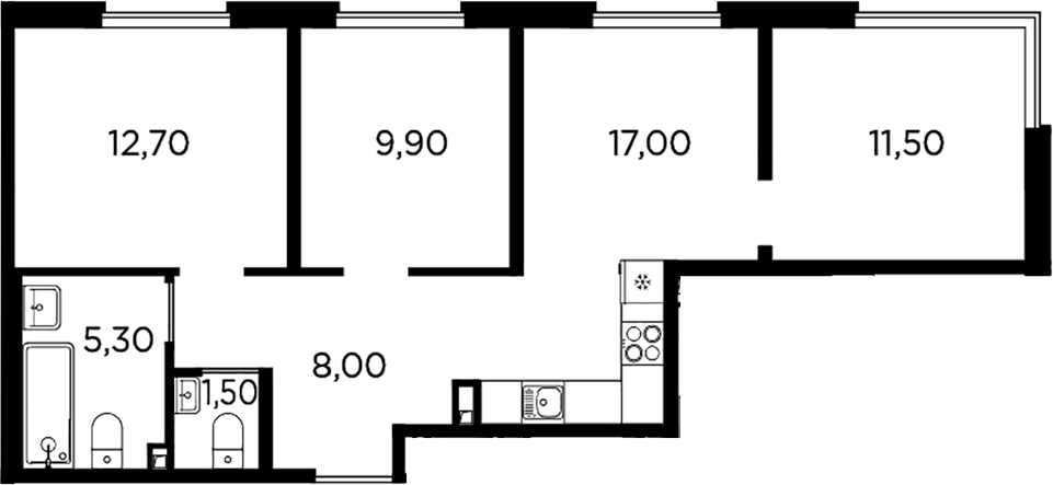 Планировка — PLUS Пулковский, 4-комн., 66 м²