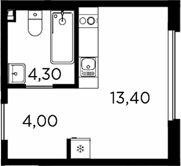 Планировка — PLUS Пулковский, Студия, 22 м²
