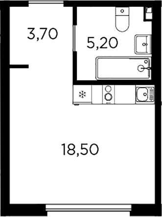 Планировка — PLUS Пулковский, Студия, 27 м²
