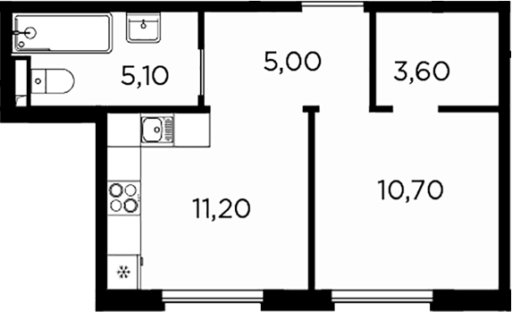 Планировка — PLUS Пулковский, 1-комн., 36 м²