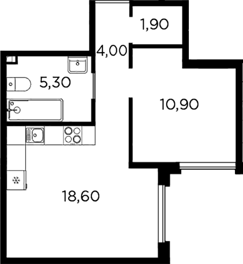 Планировка — PLUS Пулковский, 2-комн., 41 м²