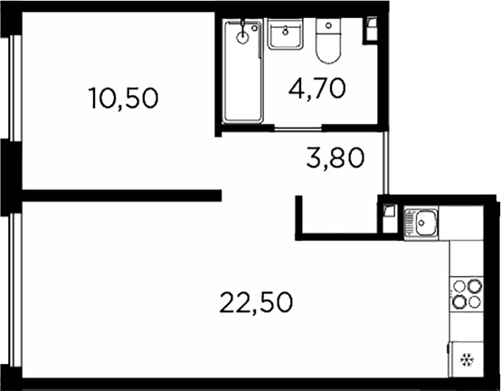 Планировка — PLUS Пулковский, 2-комн., 42 м²