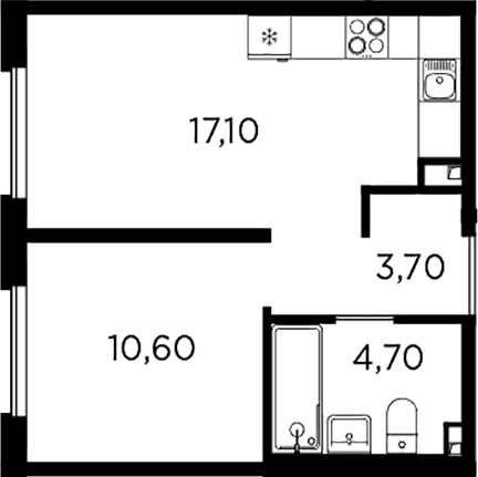 Планировка — PLUS Пулковский, 2-комн., 36 м²