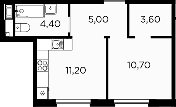 Планировка — PLUS Пулковский, 1-комн., 35 м²