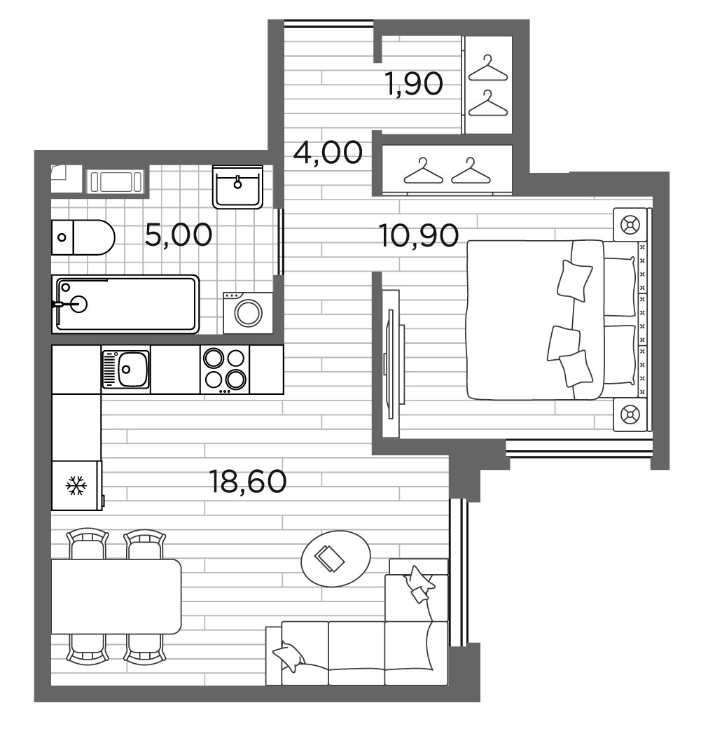 Планировка — PLUS Пулковский, 2-комн., 40 м²