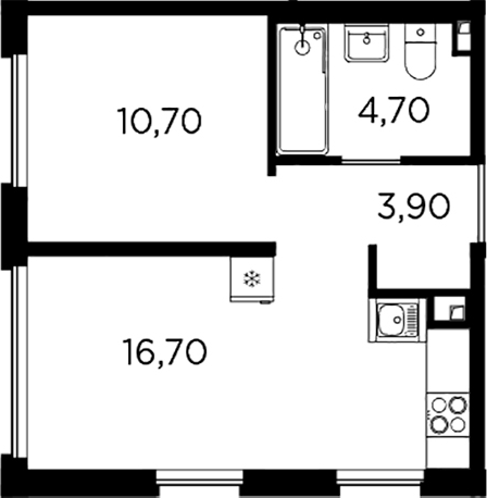 Планировка — PLUS Пулковский, 2-комн., 36 м²