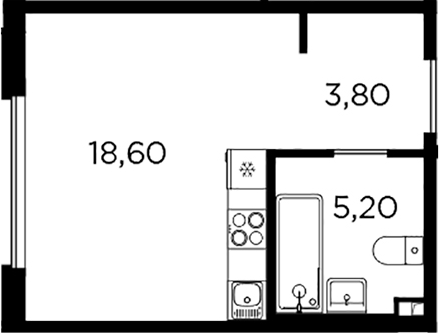 Планировка — PLUS Пулковский, Студия, 28 м²