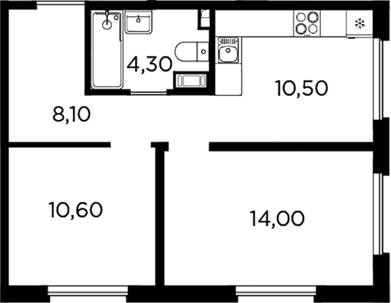 Планировка — PLUS Пулковский, 2-комн., 48 м²