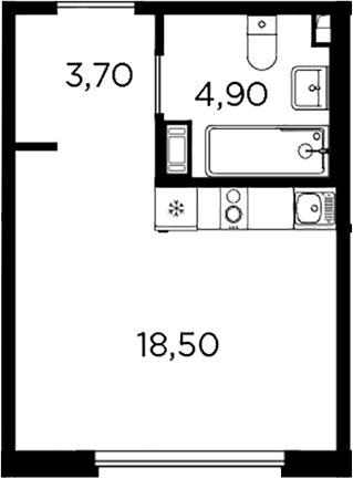 Планировка — PLUS Пулковский, Студия, 27 м²