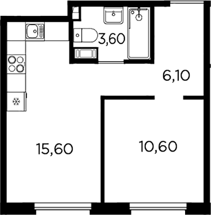 Планировка — PLUS Пулковский, 2-комн., 36 м²