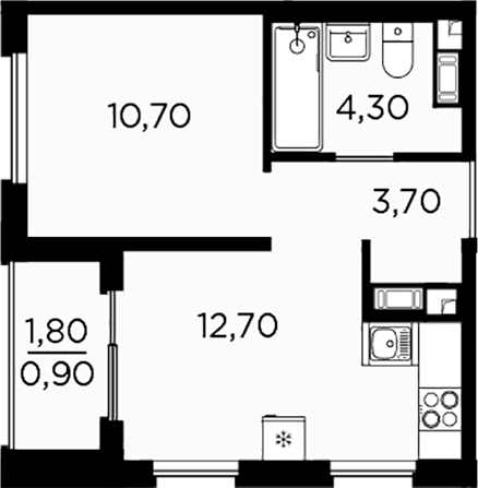 Планировка — PLUS Пулковский, 1-комн., 31 м²
