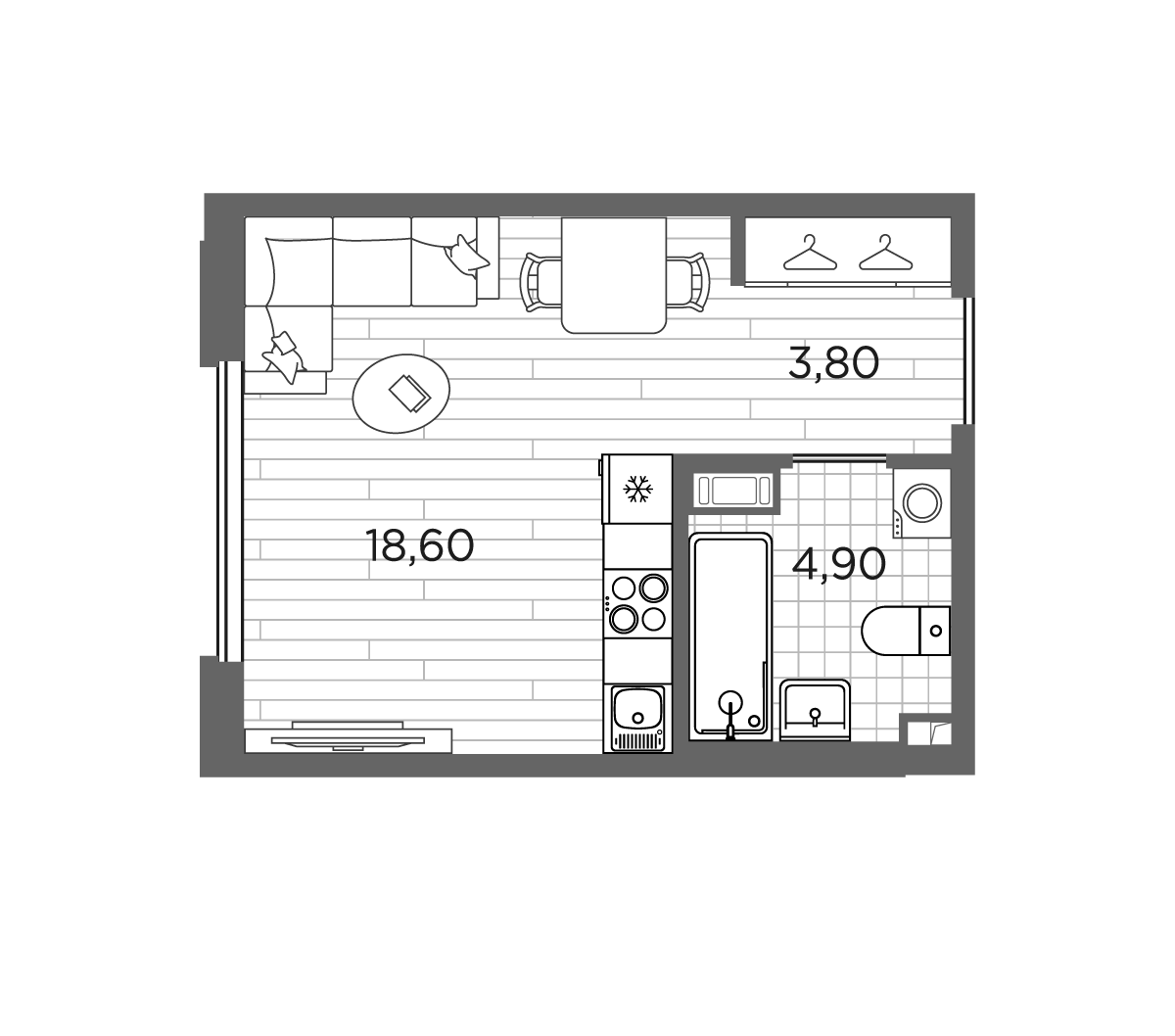 Планировка — PLUS Пулковский, Студия, 27 м²
