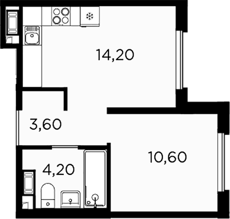 Планировка — PLUS Пулковский, 1-комн., 33 м²