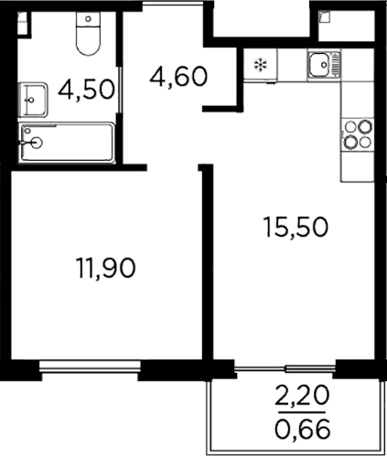 Планировка — PLUS Пулковский, 2-комн., 37 м²